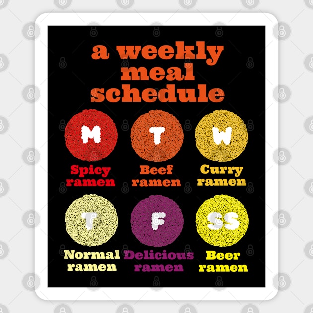 Ramen Lover - A Ramen Lover's weekly meal schedule. Magnet by EunsooLee